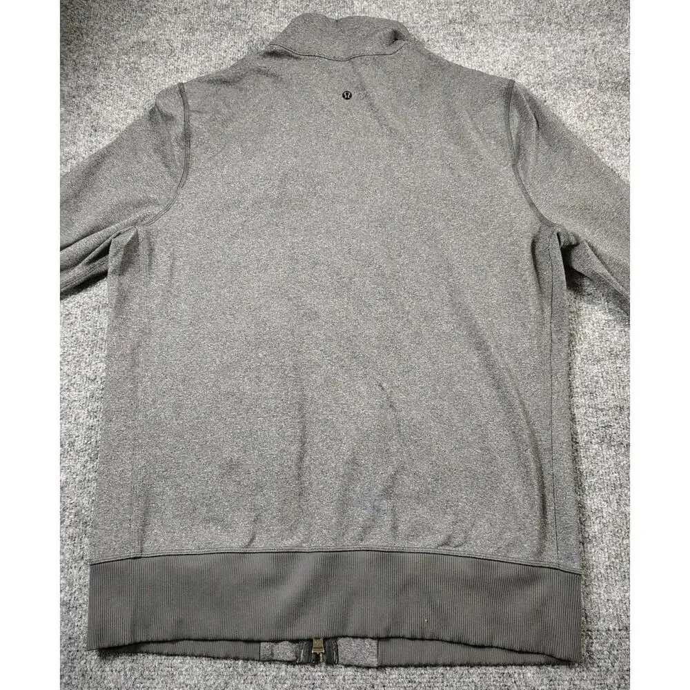 Lululemon Track Jacket Men's L Gray Stretch Mid Weight Full Zip Performance EUC